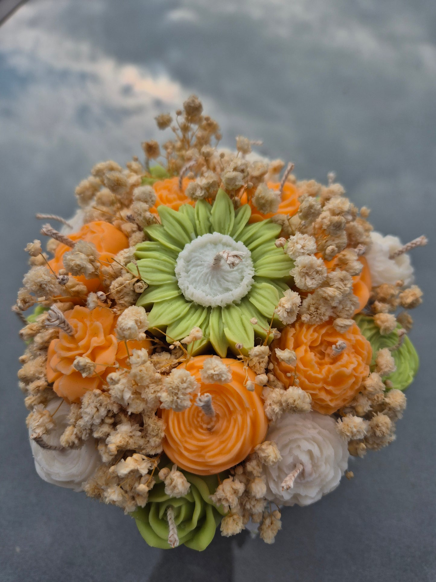 Kerzenstrauß groß orange